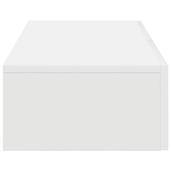 Стенен рафт с чекмеджета, бял, 80x33x17 см, инженерно дърво