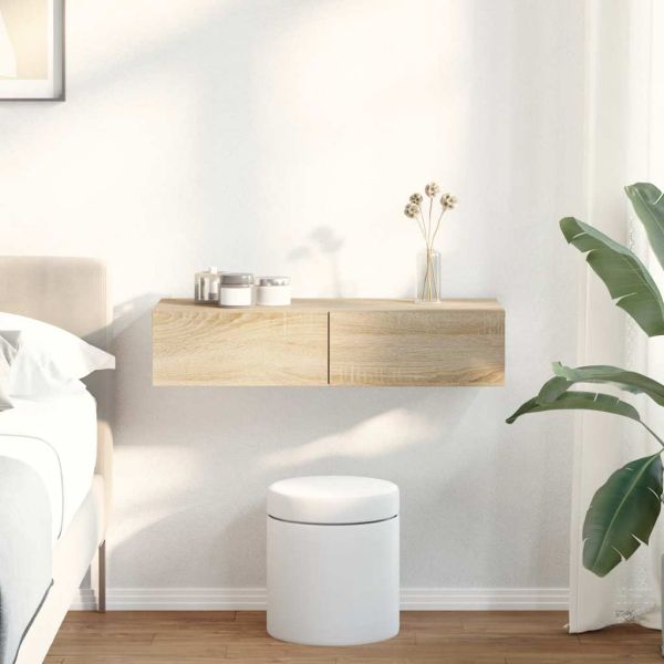 Стенен рафт с чекмеджета дъб сонома 80x33x17 см инженерно дърво