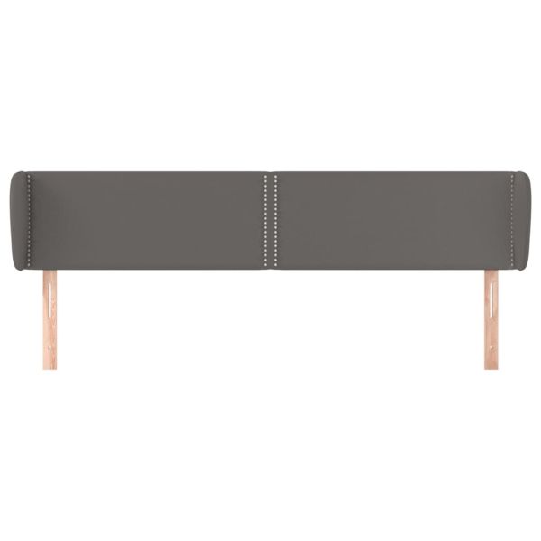 Горна табла с уши, сива, 163x23x78/88 см, изкуствена кожа