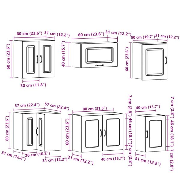Комплект кухненски шкафове от 11 части Kalmar, инженерно дърво