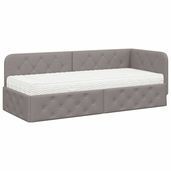 Ъглова рамка за легло с матрак Таупе 80 x 200 cm текстил