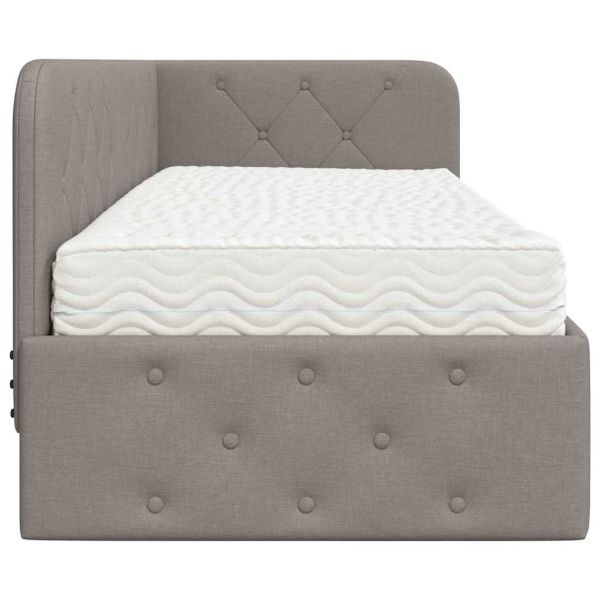 Ъглова рамка за легло с матрак Таупе 80 x 200 cm текстил