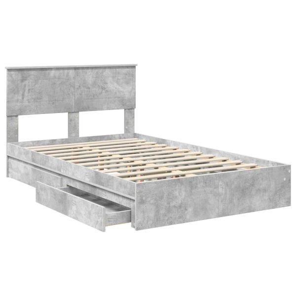 Рамка за легло Циментено сиво 135 x 190 cm Инженерно дърво