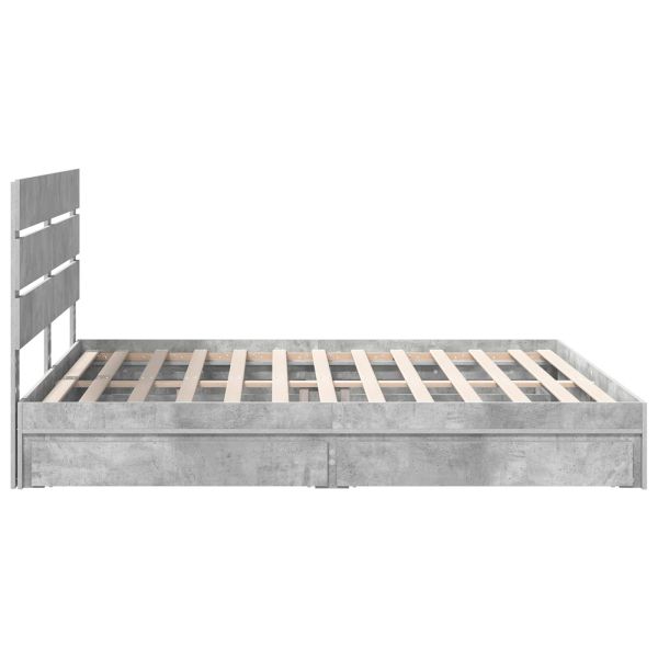 Легло с място за съхранение Циментено сиво 200 x 200 cm