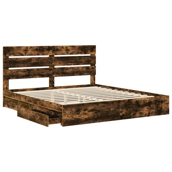 Легло с място за съхранение с таблото Димян дъб 200 x 200 cm