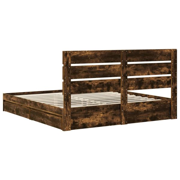 Легло с място за съхранение с таблото Димян дъб 200 x 200 cm