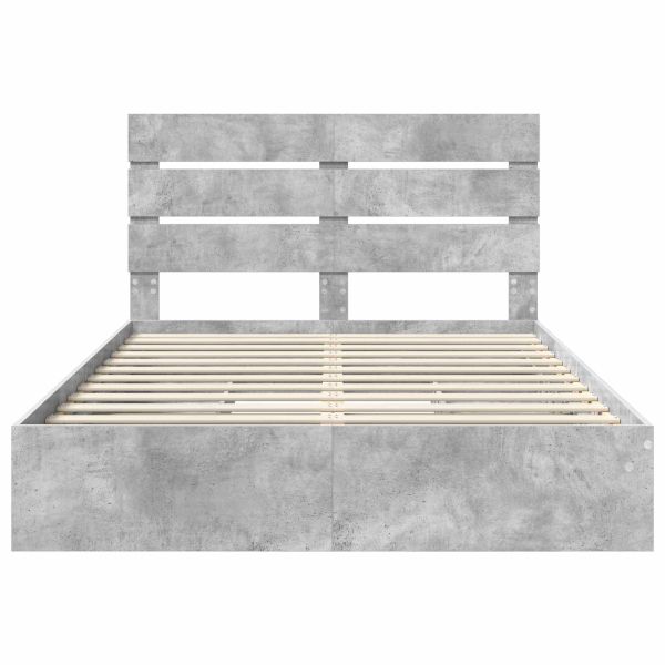 Легло с място за съхранение Циментено сиво 140 x 190 cm