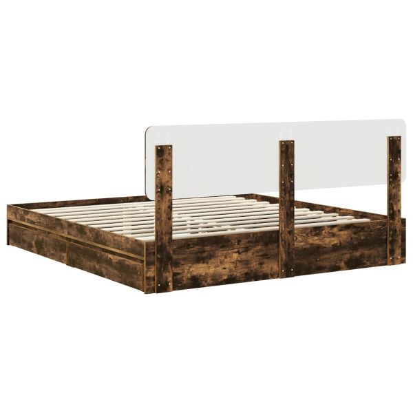 Легло с място за съхранение с таблото Димян дъб 200 x 200 cm