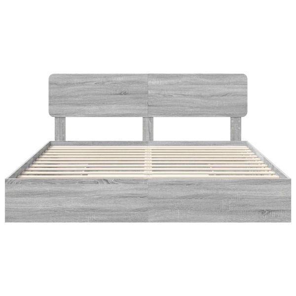 Легло с място за съхранение с таблото Сив Сонома 180 x 200 cm