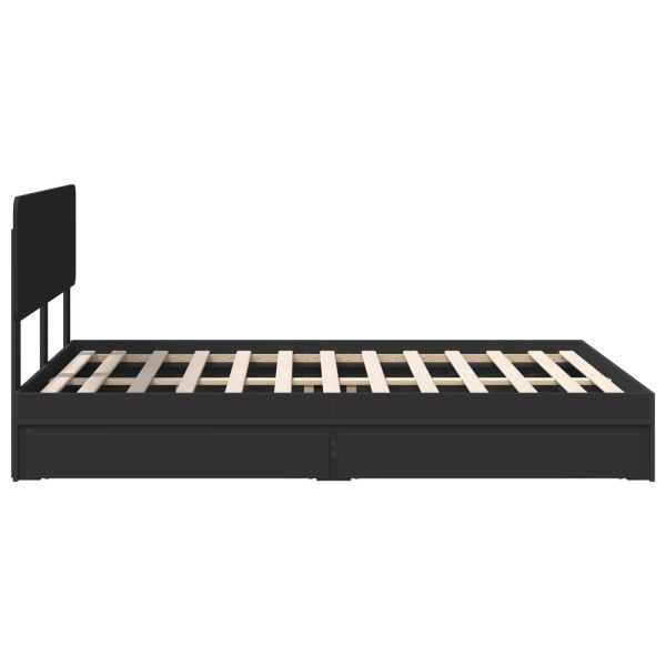 Легло с място за съхранение Черно 150 x 200 cm Инженерно дърво