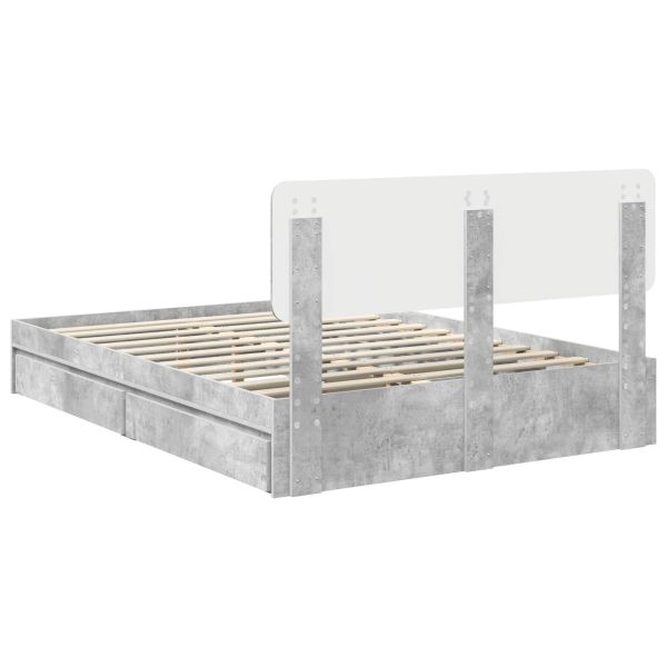 Легло с място за съхранение Циментено сиво 140 x 190 cm