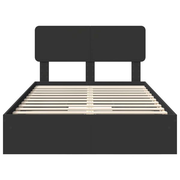 Легло с място за съхранение Черно 135 x 190 cm Инженерно дърво