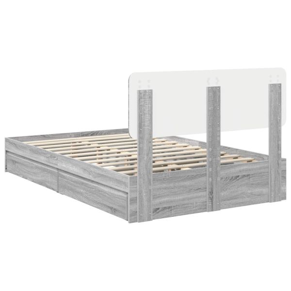 Легло с място за съхранение с таблото Сив Сонома 120 x 200 cm