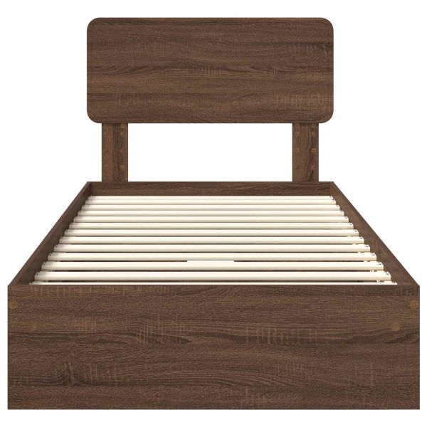 Легло с място за съхранение с таблото Кафяв дъб 100 x 200 cm