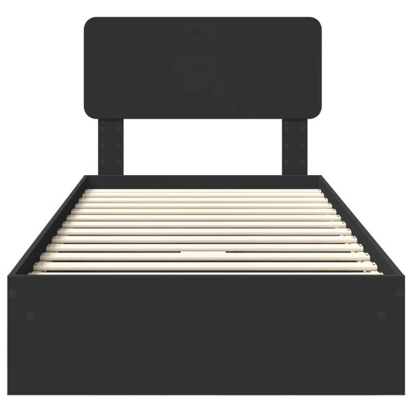 Легло с място за съхранение Черно 90 x 190 cm Инженерно дърво