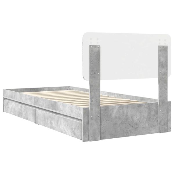 Легло с място за съхранение Циментено сиво 90 x 190 cm