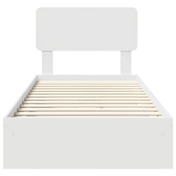 Легло с място за съхранение Бяло 75 x 190 cm Инженерно дърво