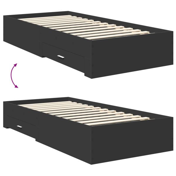 Рамка за легло с таблото Черно 75 x 190 cm Инженерно дърво