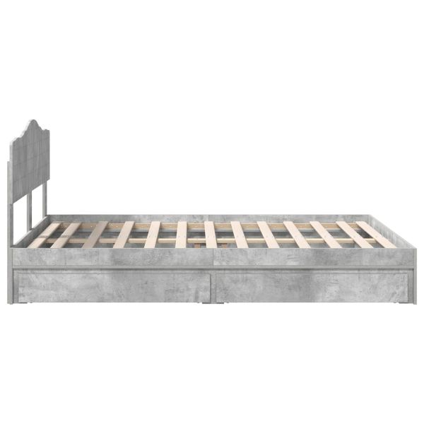 Легло с място за съхранение Циментено сиво 160 x 200 cm