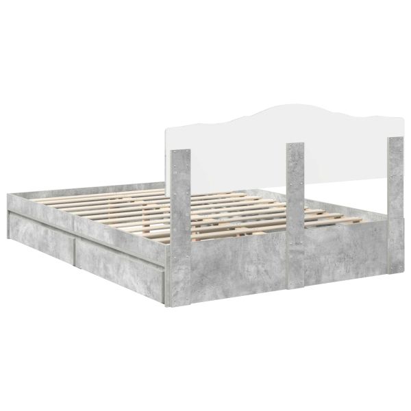 Легло с място за съхранение Циментено сиво 160 x 200 cm