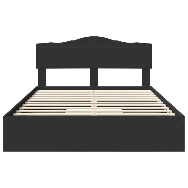 Легло с място за съхранение Черно 150 x 200 cm Инженерно дърво