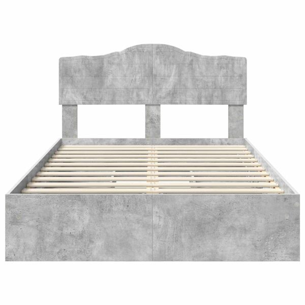 Легло с място за съхранение Циментено сиво 135 x 190 cm