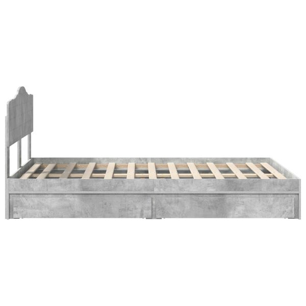 Легло с място за съхранение Циментено сиво 135 x 190 cm