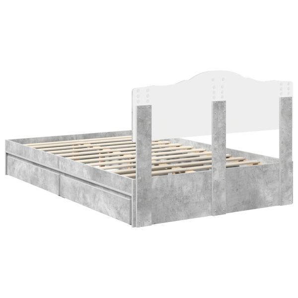 Легло с място за съхранение Циментено сиво 135 x 190 cm