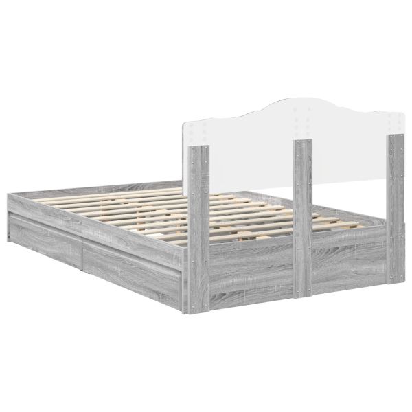 Легло с място за съхранение с таблото Сив Сонома 120 x 200 cm