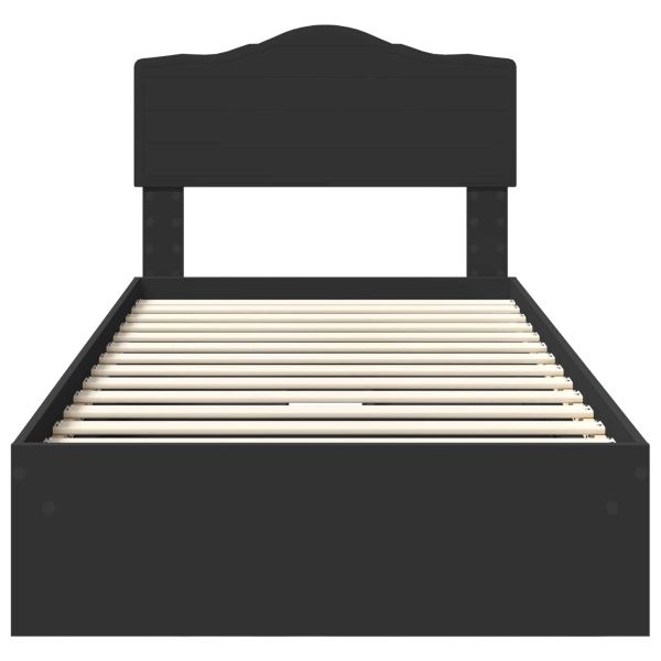 Легло с място за съхранение Черно 100 x 200 cm Инженерно дърво