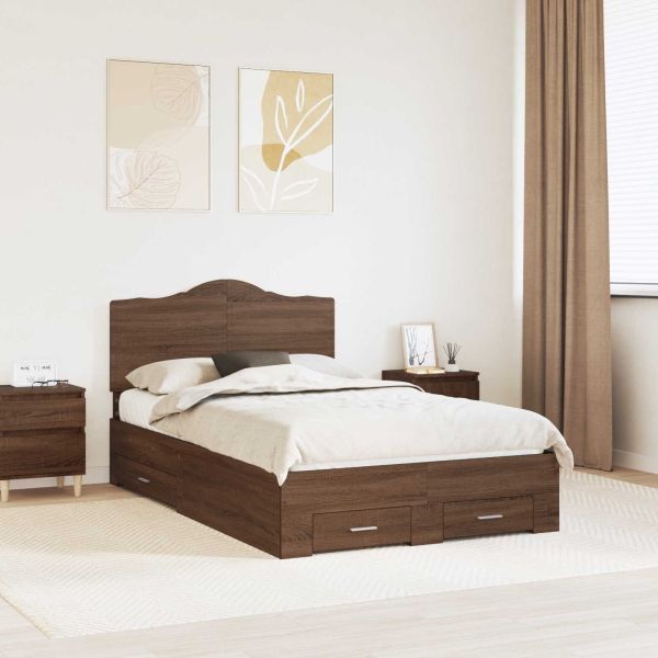 Рамка за легло с таблото Кафяв дъб 135 x 190 cm Инженерно дърво