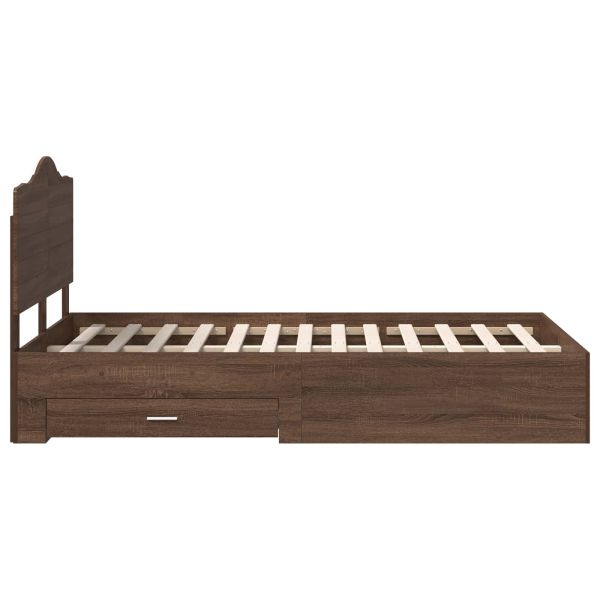 Рамка за легло с таблото Кафяв дъб 135 x 190 cm Инженерно дърво