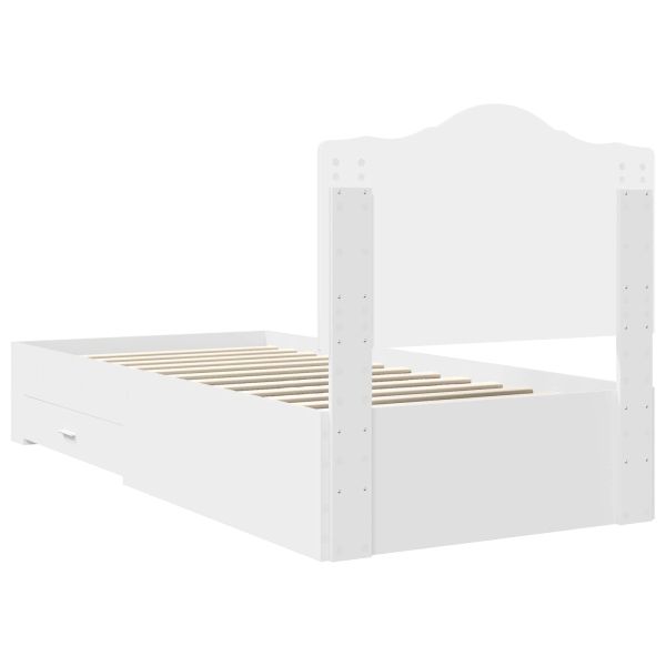 Рамка за легло с таблото Бяло 75 x 190 cm Инженерно дърво