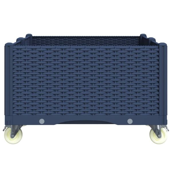 Градинска кашпа с колелца, синьо сив, 100x80x54 см, PP