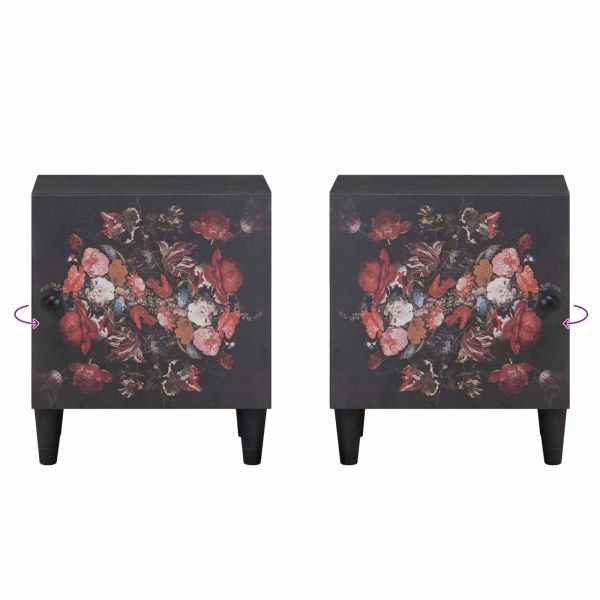 Нощно шкафче с врата 2 pcs Черно 40 x 33 x 46 см