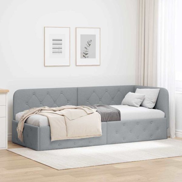 Ъглова рамка за легло с таблото Светлосиво 80 x 200 cm текстил