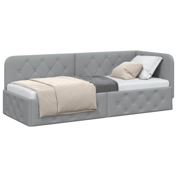 Ъглова рамка за легло с таблото Светлосиво 80 x 200 cm текстил