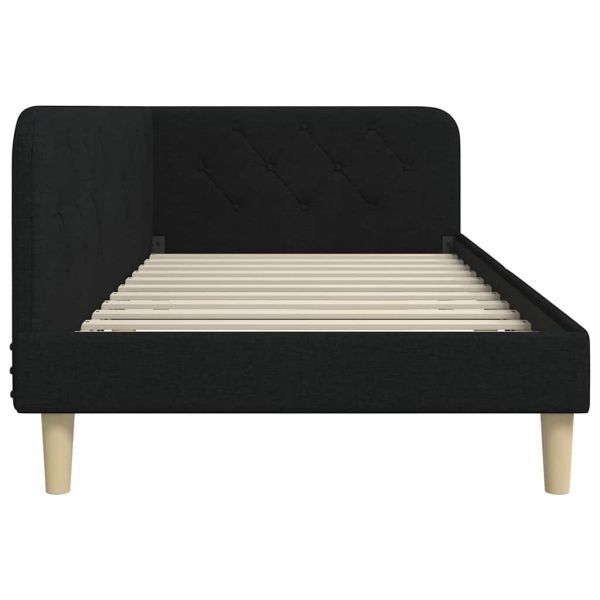 Ъглова рамка за легло с таблото Черно 100 x 200 cm текстил