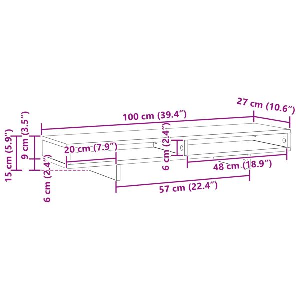 Стойка за монитор с рафт Черно 100 x 27 x 13 см Инженерно дърво