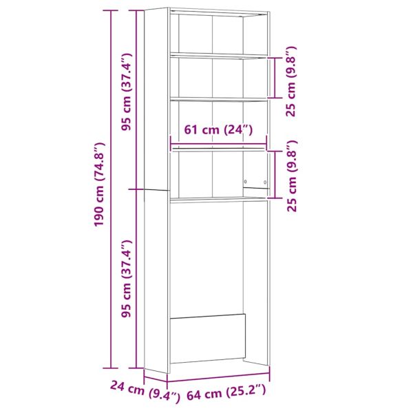 Шкаф за пералня, дъб сонома, 64x24x190 см