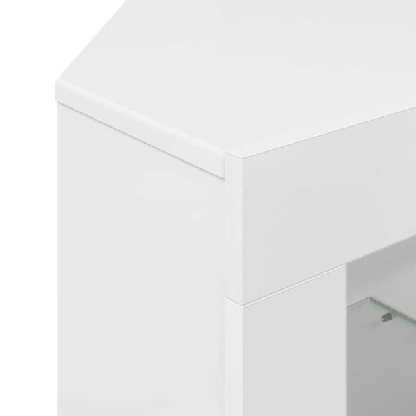 Ъглов кабинет за LED телевизор Висок гланц бяло