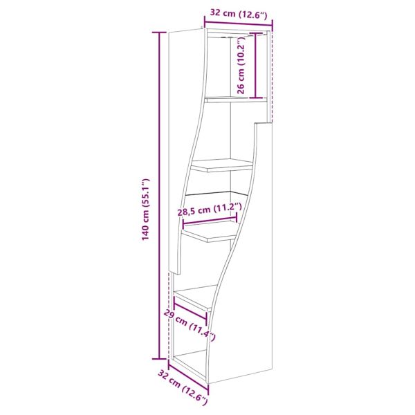 Ъглов шкаф Бяло 32x32x140см Инженерно дърво