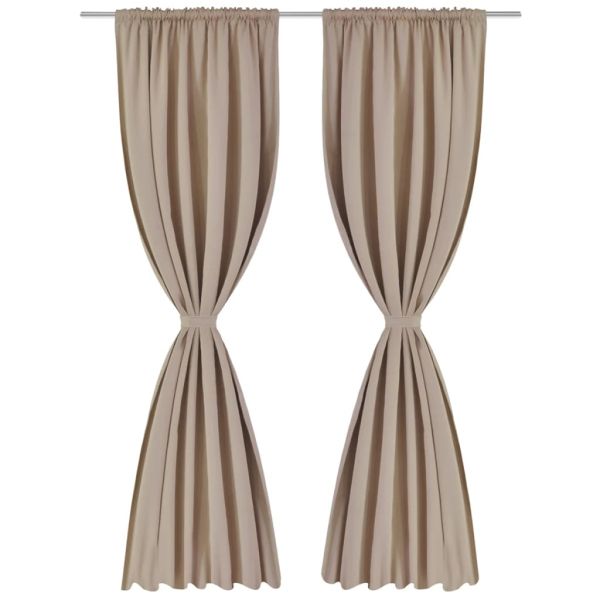 130374 2 pcs Cream Slot-Headed Blackout Curtains 135 x 245 cm