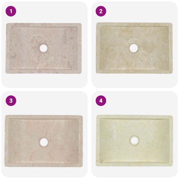 Мивка, 45x30x12 см, мрамор, кремав гланц