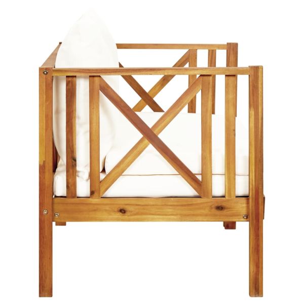 2-местна градинска пейка с възглавница, 122 см, акация масив