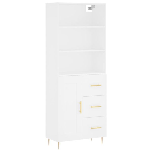 Висок шкаф, бял, 69,5x34x180 см, инженерно дърво