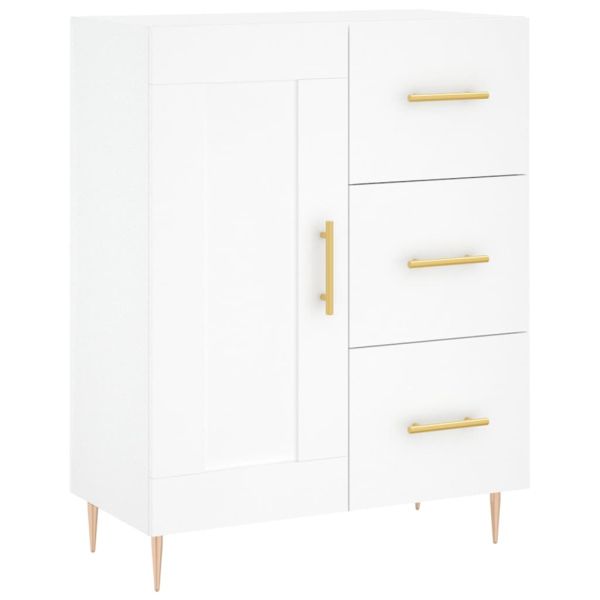 Висок шкаф, бял, 69,5x34x180 см, инженерно дърво