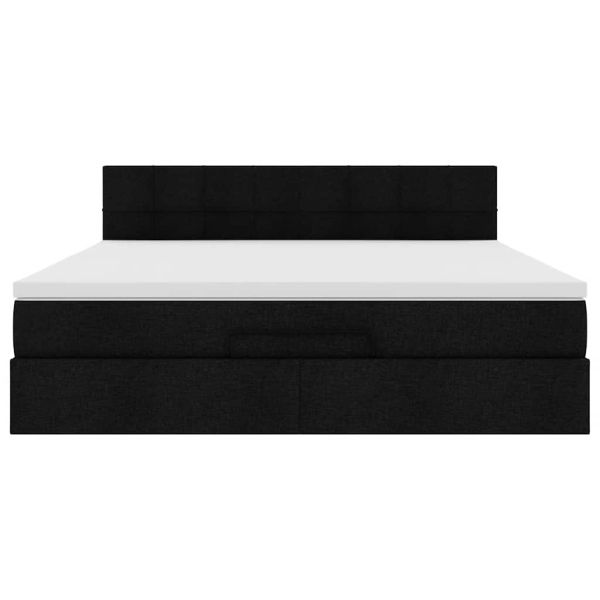 Османска легло с матрак и LED, черно, 160x200 см, плат