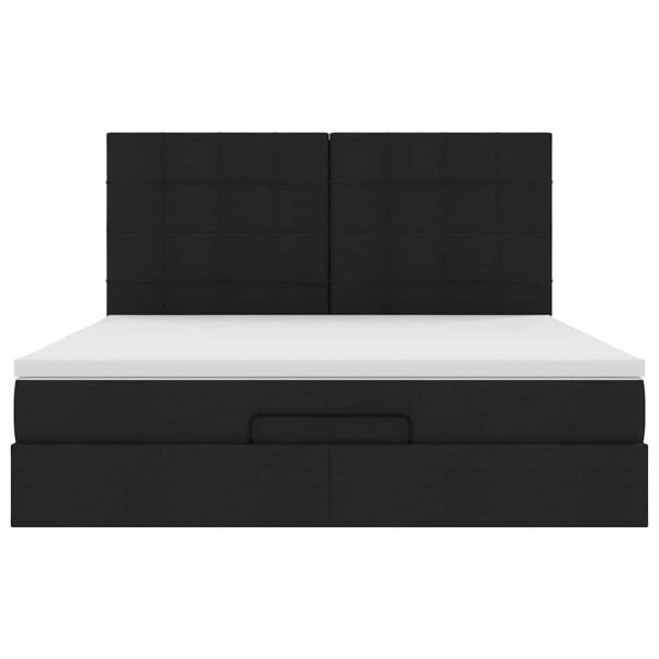 Османска легло с матрак и LED, черно, 160x200 см, плат