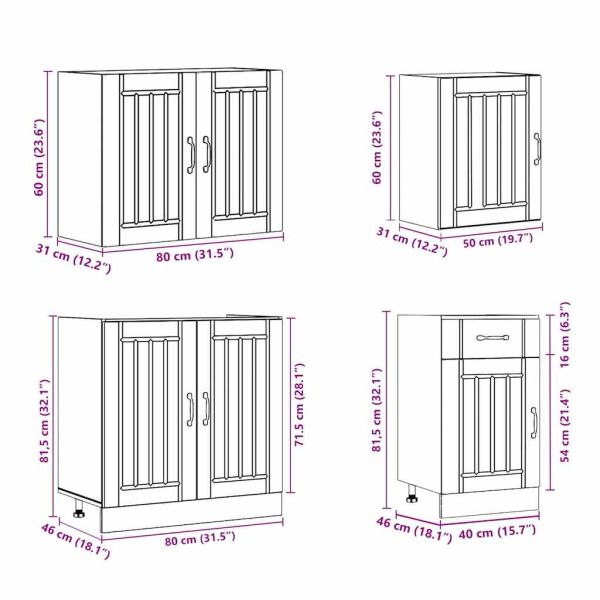 Комплект кухненски шкафове от 7 части Lucca, инженерно дърво